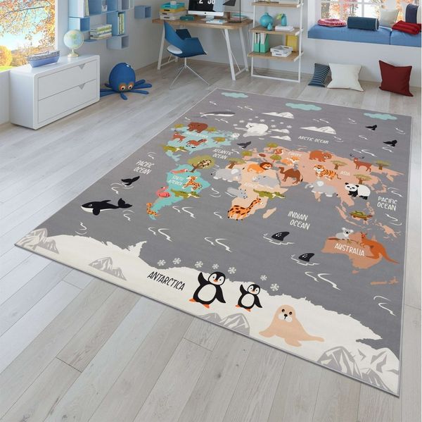 TT Home Teppich Kinderzimmer, Rechteckig, Höhe: 4 mm, Kinderzimmerteppich Teppich Junge Mädchen Kinderteppich Rutschfest Tie