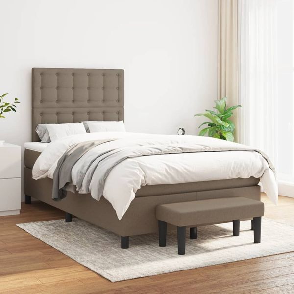 vidaXL Boxspringbett mit Matratze Taupe 120x200 cm Stoff 3136905