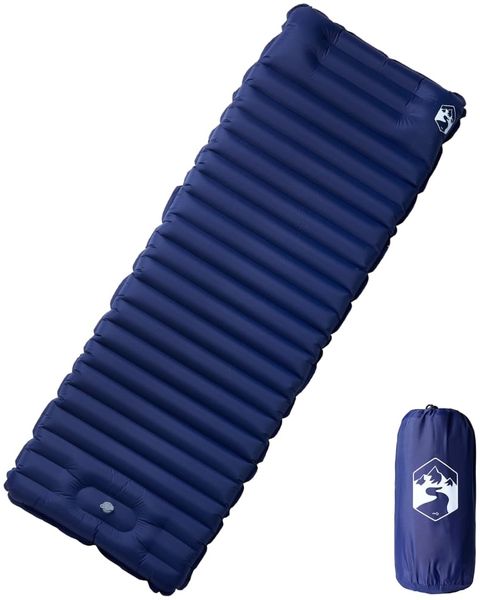 vidaXL Selbstaufblasende Isomatte mit Kissen Marineblau 4007122