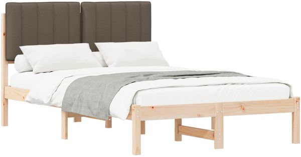 vidaXL Bettgestell mit gepolstertem Kopfteil Natürlich und Taupe 878052 Bild 2