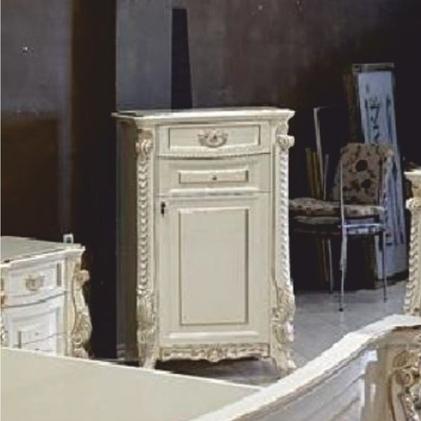 Casa Padrino Luxus Barock Kommode Weiß / Gold H. 124 cm - Barock Möbel