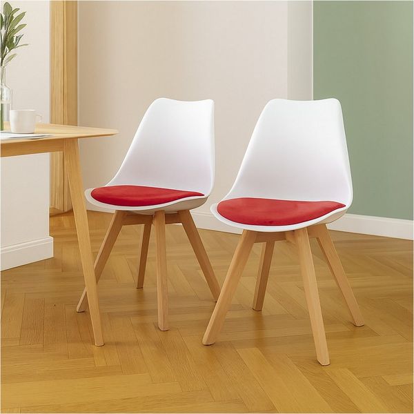 HTI-Living Esszimmerstuhl 2er Set Design-Stühle mit Sitzpolster (Set, 2 St), Esszimmerstuhl Kunststoffschale Samtbezug Holzfüße