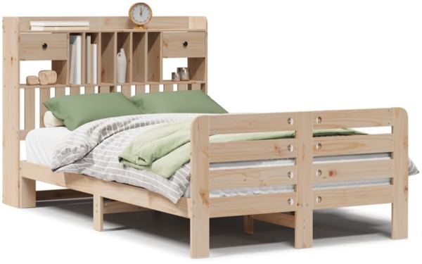 vidaXL Massivholzbett mit Regal ohne Matratze 135x190 cm Kiefernholz 3309986