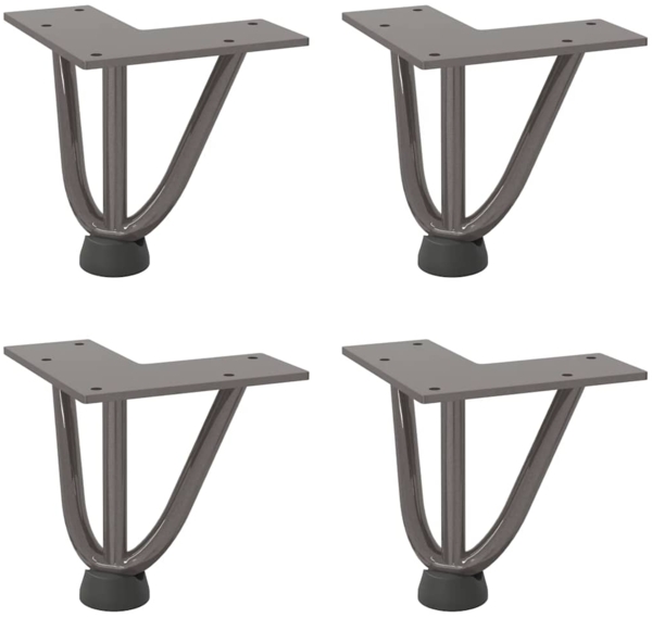 vidaXL Haarnadelbeine für Couchtisch 4 Stk. Naturstahl 10 cm Massivstahl 4012431