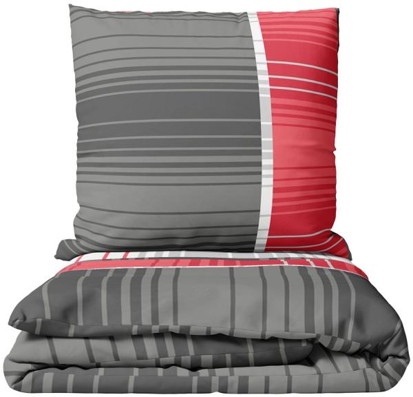 Leonado Vicenti Bettwäsche Allergiker geeignet 135x200, 155x200 oder 155x220, Microfaser, 2 teilig, weich und pflegeleicht, gestreift Bild 1