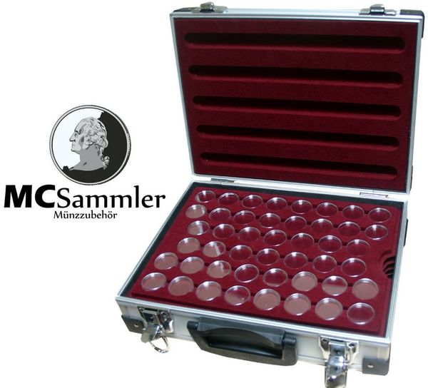 MC. Sammler Aufbewahrungsbox MC. Sammler Alu Münzkoffer für 230 Stk 2 Euro Münzen in Kapseln, mit 230 Münzkapseln 26mm
