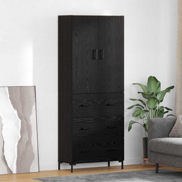 vidaXL Highboard Schwarz Eichen-Optik 69,5 x 34 x 180 cm Holzwerkstoff 3416166