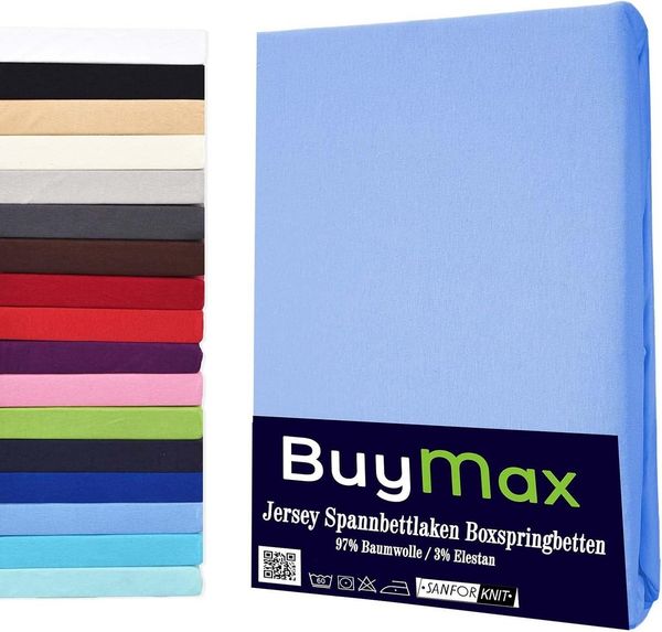 Buymax Wasserbett Spannbettlaken Stretch 140x200-160x220 cm für Wasserbetten und Boxspringbetten Bettbezug für Matratzen bis 35 cm Matratzenhöhe, Blau Hellblau