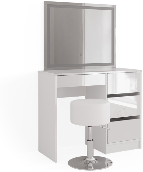Schminktisch Sherry Weiß 90 cm mit LED-Spiegel und Hocker Vicco