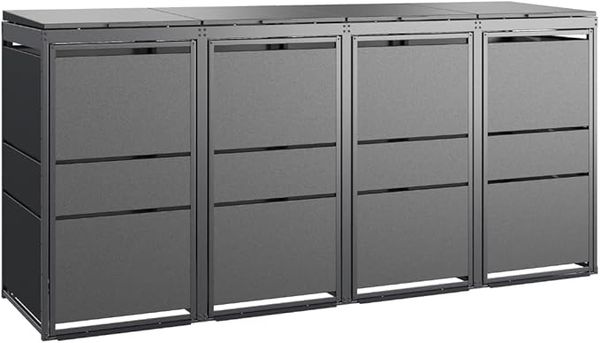 MBOX24 MODERN Mülltonnenbox 4er für 120 Liter Mülltonne | Anthrazit | Mülltonnenverkleidung | Mülltonnenhaus | Box für Mülltonnen | Mülltonnenunterstand | Mülltonneneinhausung