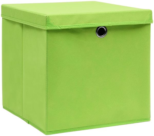 Aufbewahrungsboxen, faltbarer Korb mit Deckeln 4 Stk. Grün 32x32x32 cm Stoff