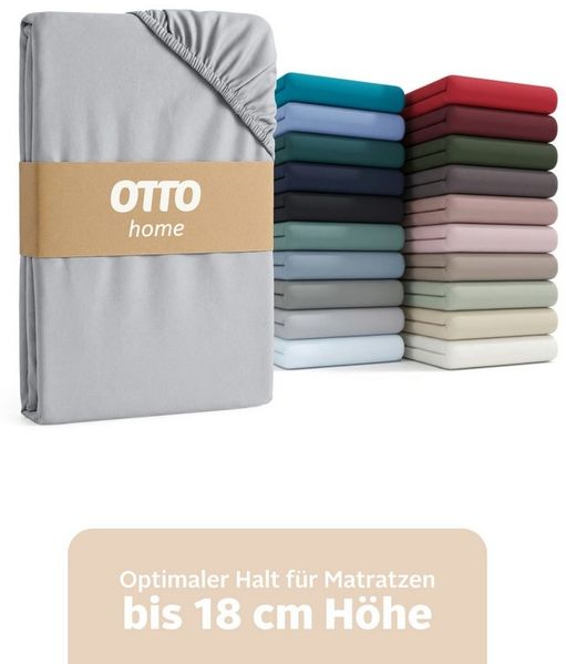 OTTO home Spannbettlaken PHYSALIS in BASIC und PREMIUM Qualität, 100% Baumwolle, Jersey (160 g/m), Gummizug: rundum, (2 Stück), für Matratzen bis 18 cm Höhe, Bettlaken, Spannbetttuch, pflegeleicht