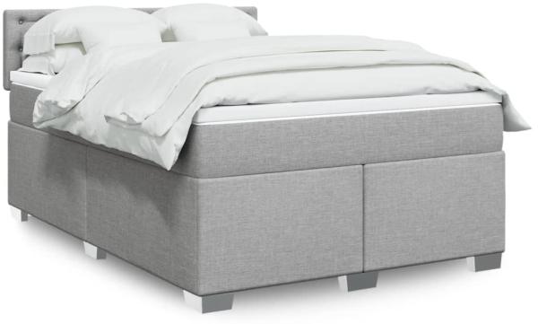 vidaXL Boxspringbett mit Matratze Hellgrau 140x190 cm Stoff 3288197