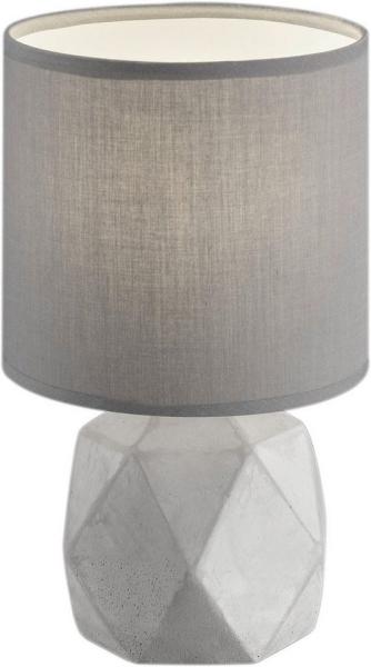Moderne Tischleuchte PIKE Beton mit rundem Stofflampenschirm in Grau, Höhe 28cm