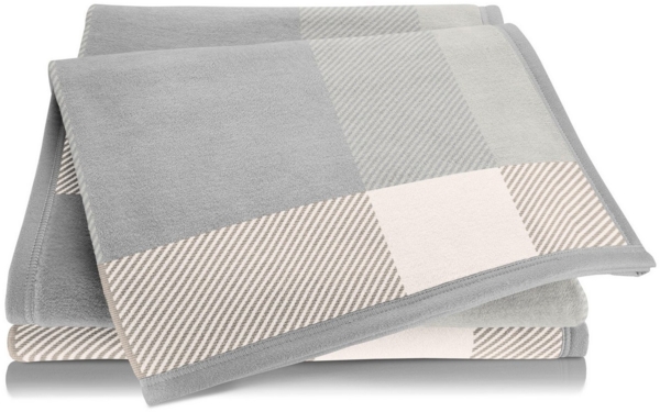 Wohndecke Check cream, karierte Kuscheldecke in 150x200, Decke aus Baumwoll-Mix, Biederlack, Made in Germany