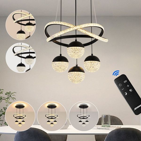 JDONG LED Pendelleuchte esstisch Hängeleuchte Schwarz/Gold 54W 100CM Dimmbar, LED fest integriert, Kaltweiß, Warmweiß, Neutralweiß, Tageslichtweiß, Pendellampe mit Downlight Höhenverstellbare Hängelampe für Wohnzimmer