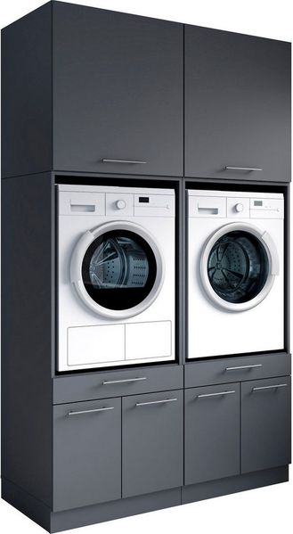 Laundreezy Mehrzweckschrank-Set Laundreezy, 4-tlg. Mehrzweckschrank-Set B/H/T 135/238/68 cm, (4-St), Breite 135 cm, Soft-Close-Funktion, höhenverstellbare Füße
