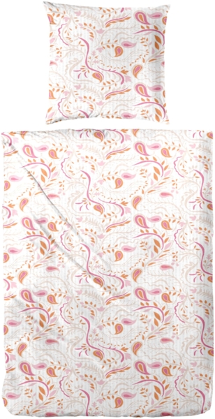 Primera Soft-Seersucker Bettwäsche 155x220 Paisley pink weiß 213066-40