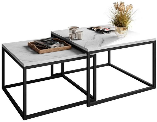Lookway Couchtisch YOSHI 2in1 Levanto Marmor (2er-Set), Breite: 70 cm und 60 cm