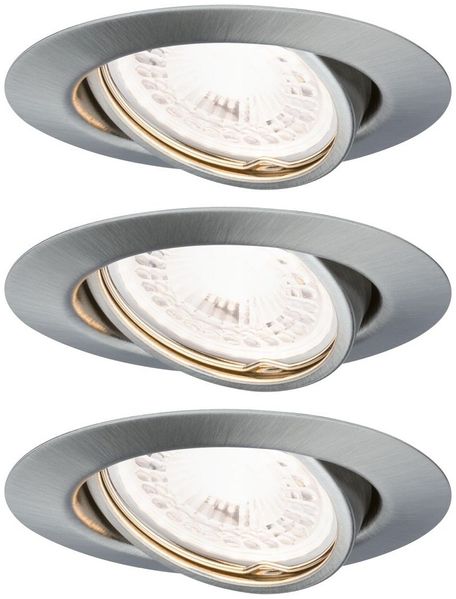 Paulmann No. 93424 LED Einbauleuchten Set Base schwenkbar, 3x5W GU10 Eisen gebürstet