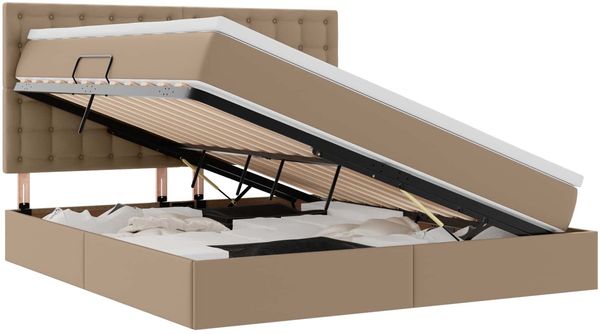 vidaXL Bett mit Stauraum und LED Cappuccino 180 x 200 cm Kunstleder 3372316