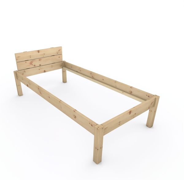 Pfostenbett "metallarm" Zirbe Holzbett "Daybett" 100 x 210cm 48cm Einzelbett