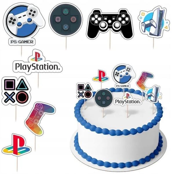 Festivalartikel Tortenstecker Topper Playstation PS Papier Figuren 8 Stueck Topper