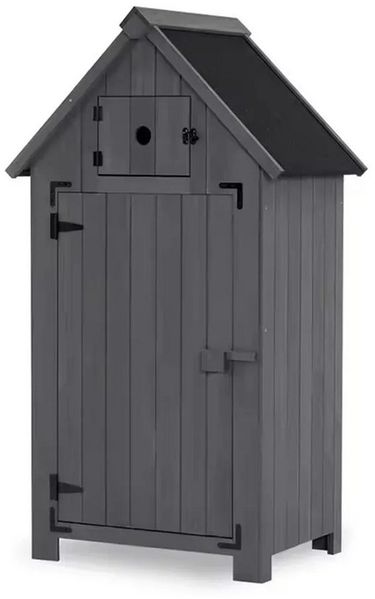 Divit Pflanzkübel Gartenschrank wetterfest Geräteschuppen Holz 65 x 46 x 137 cm IG10 gra