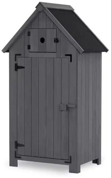 Divit Pflanzkübel Gartenschrank wetterfest Geräteschuppen Holz 65 x 46 x 137 cm IG10 gra