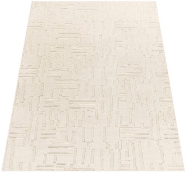 KADIMA DESIGN Teppich waschbar Struktur Wohnzimmer schmutzabweisend Teppich Kurzflor, Läufer, Höhe: 16 mm, Florhöhe: 12 mm, 100% Polyester, Läufer, 80x150cm, Creme