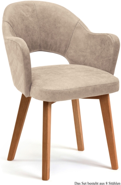 Armlehnstuhl (8er-Set) Darsie 59x87x61 Eiche geölt/Natur