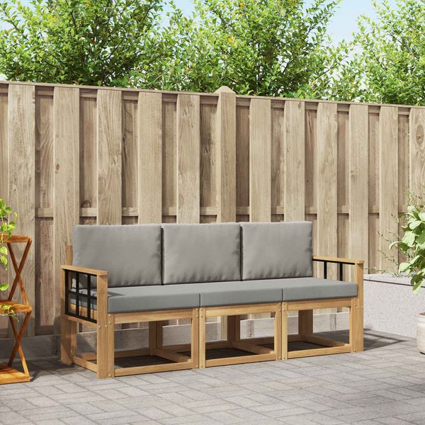 vidaXL Outdoor-Sofagarnitur 3 pcs Weiß und Hellgrau 189,5 x 63 x 73 cm 3387185