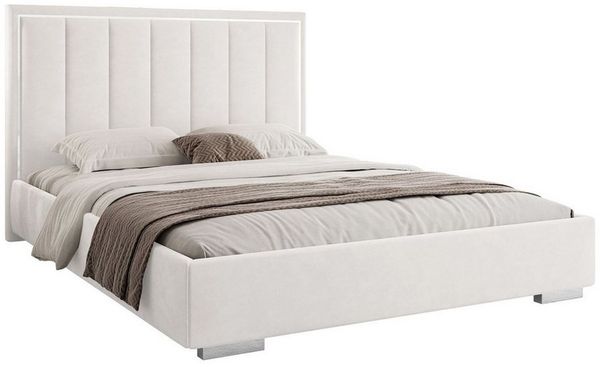 Lookway Polsterbett AURELIA SILVER mit Bettkasten, Metallrahmen und 123 cm hohem Kopfteil (Bett mit Metallgestell), Bett in 4 Größen und 5 Farben