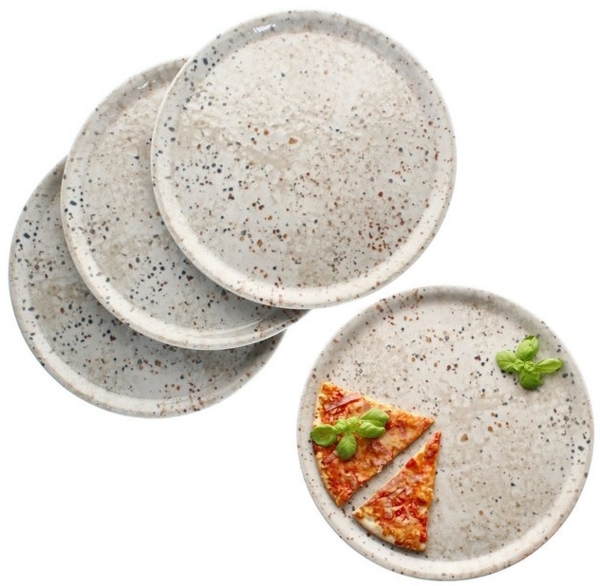 MamboCat Pizzateller 4x Pizzateller Stone Drops Ø33cm 4 Personen XL-Teller 3D Steinoptik Bild 4
