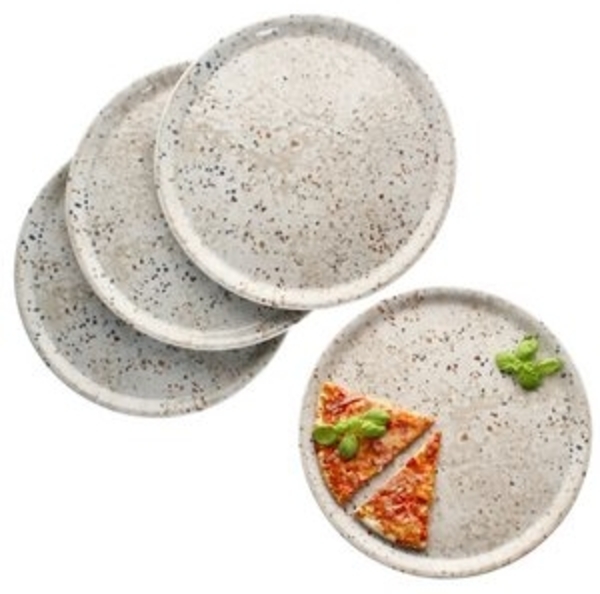 MamboCat Pizzateller 4x Pizzateller Stone Drops Ø33cm 4 Personen XL-Teller 3D Steinoptik Bild 6