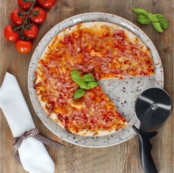 MamboCat Pizzateller 4x Pizzateller Stone Drops Ø33cm 4 Personen XL-Teller 3D Steinoptik Bild 2