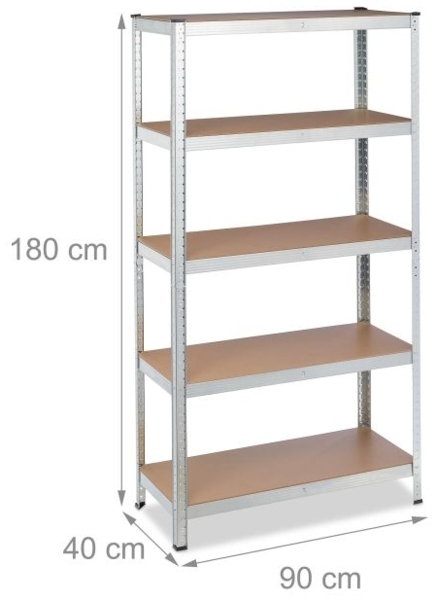 Relaxdays 2 x verzinktes Schwerlastregal 5 Böden, 180x90x Bild 4