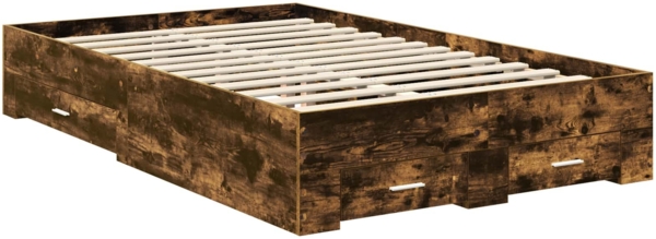 vidaXL Bettrahmen Geräucherte Eiche 135x190 cm Holzwerkstoff 3408276 Bild 5