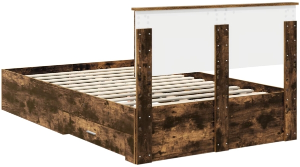 vidaXL Bettrahmen Geräucherte Eiche 135x190 cm Holzwerkstoff 3408276 Bild 9