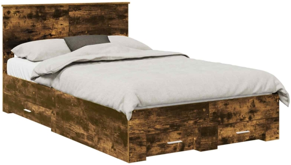 vidaXL Bettrahmen Geräucherte Eiche 135x190 cm Holzwerkstoff 3408276 Bild 1