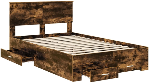 vidaXL Bettrahmen Geräucherte Eiche 135x190 cm Holzwerkstoff 3408276 Bild 4