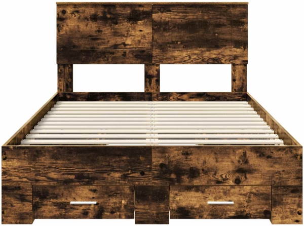vidaXL Bettrahmen Geräucherte Eiche 135x190 cm Holzwerkstoff 3408276 Bild 7