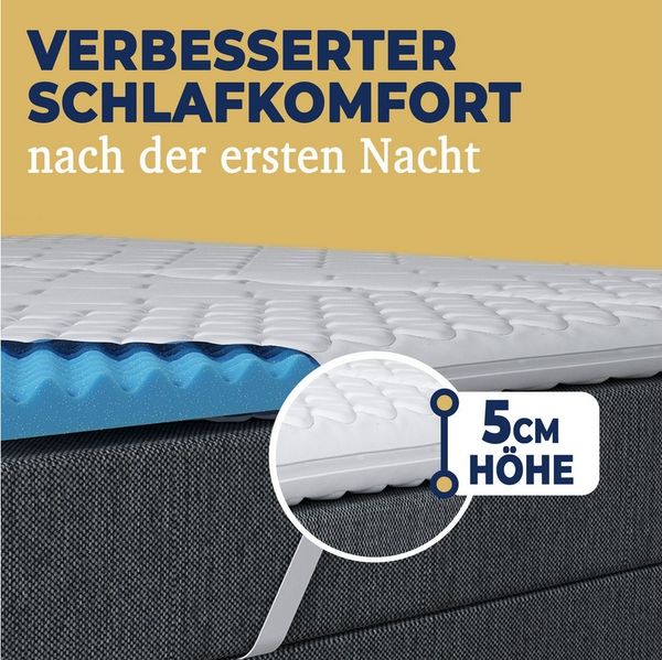 KNERST, Topper Matratzentopper - MADE IN GERMANY - 5cm - Kaltschaum, orthopädisch, 5 cm hoch, Kaltschaum (Polyurethan), 5 cm hoch, Kaltschaum für harte/mittelharte Matratze, Boxspringbett