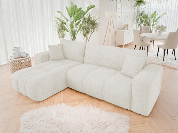 Ecksofa Furyn Boucle (Farbe: Coral 65)