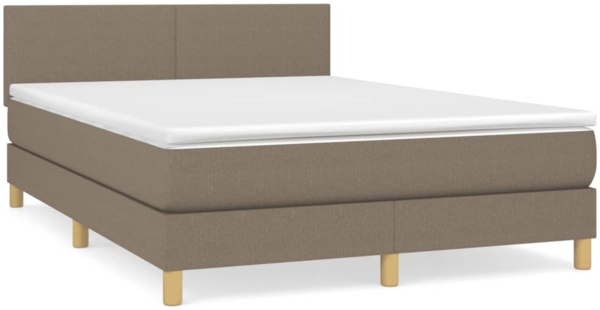 vidaXL Boxspringbett mit Matratze Stoff Taupe 140x200 cm
