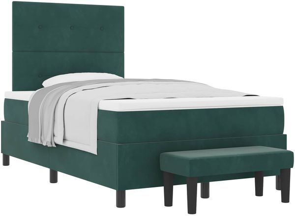 vidaXL Boxspringbett mit Matratze Dunkelgrün 120 x 190 cm Samt 3344501