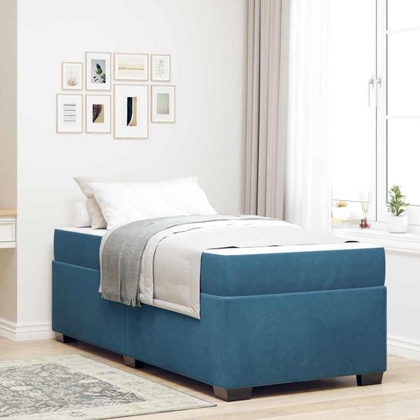 vidaXL Bettrahmen mit Matratze Dunkelblau 90 x 190 cm Stoff 3399264