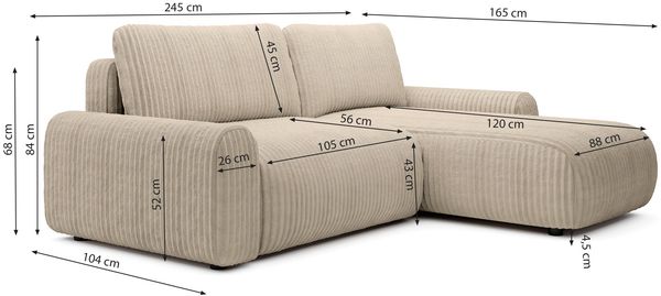 Selsey 'Lelu' Ecksofa mit Cordbezug, Schlaffunktion und Bettkasten, Greige, beidseitig Bild 4