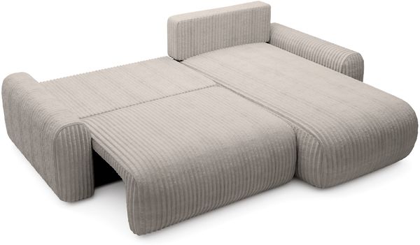 Selsey 'Lelu' Ecksofa mit Cordbezug, Schlaffunktion und Bettkasten, Greige, beidseitig Bild 3