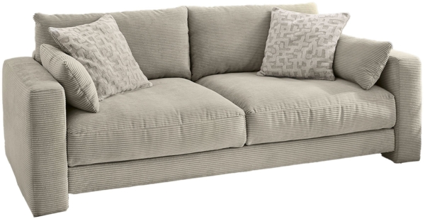 Big Sofa Malta / Miley, Polyester, Stoff, Beige, Grau, 241 x 91 x 122 cm